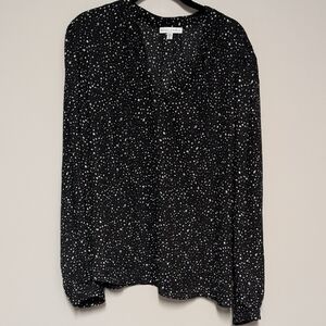 Maison D'Amelie Chic Black and White Speckled Women's Blouse